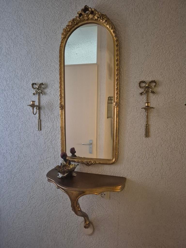 Gehele set: spiegel, wandtafel en kandelaars, Ophalen, Gebruikt, 100 tot 150 cm, Rechthoekig