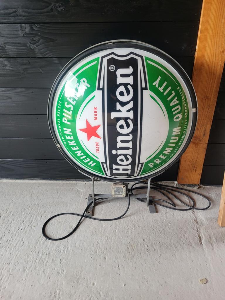 Heineken Lichtbak - Dubbelzijdig Reclamebord 80 cm, Ophalen of Verzenden