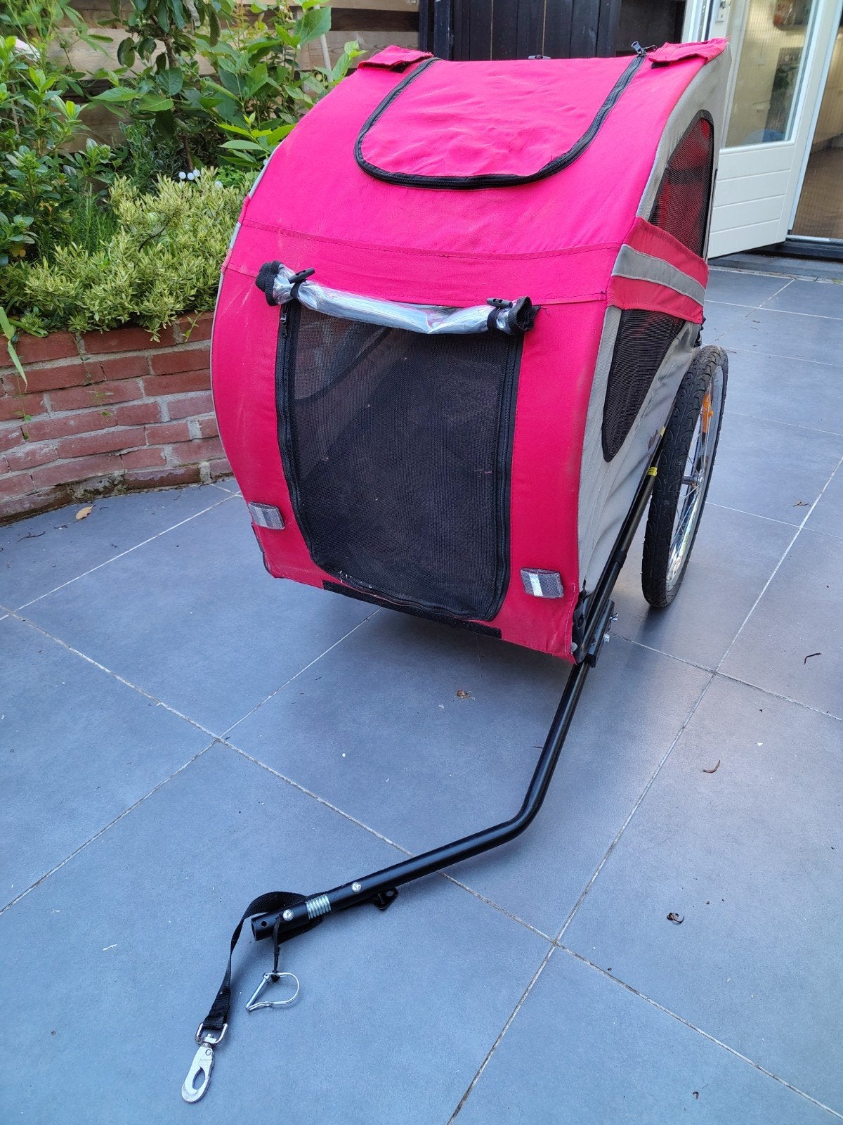 Flamingo Hondenfietskar - Rood/Grijs, Opvouwbaar, 20 tot 40 kg, Ophalen of Verzenden, Hondenkar