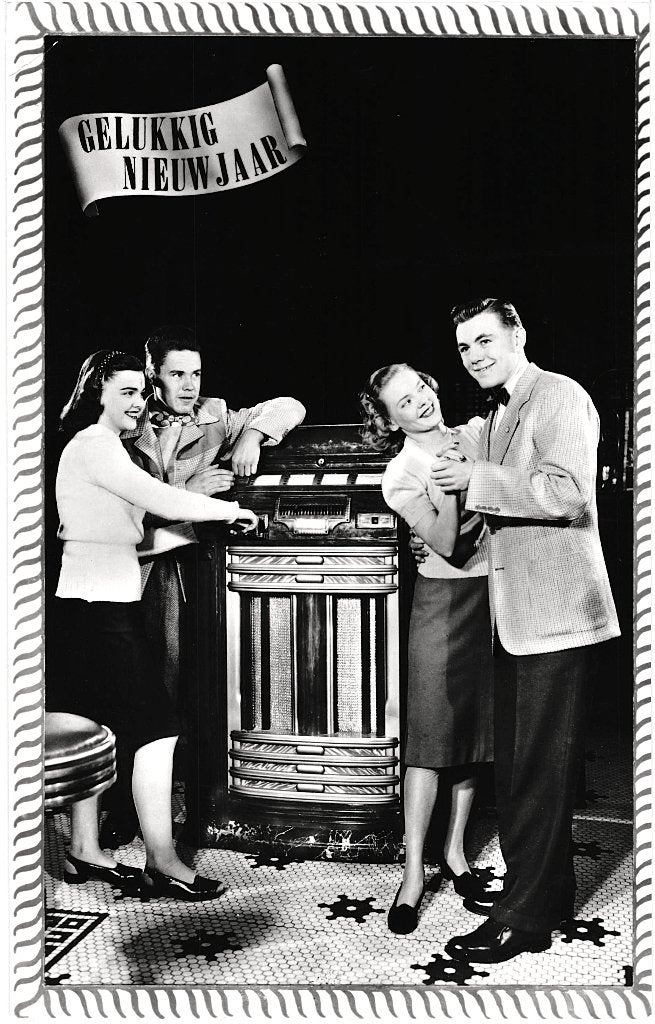 806355 Vintage GELUKKIG NIEUWJAAR Nette kaart onbeschreven, Ophalen of Verzenden, 1940 tot 1960, Ongelopen, Feest(dag)