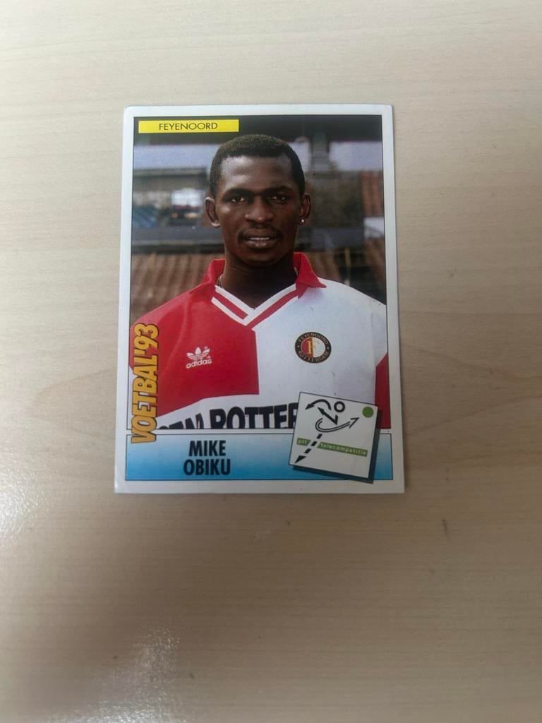 Panini Voetbal '93 Plaatje Mike Obiku Feyenoord #46, Hobby en Vrije tijd, Stickers en Plaatjes, Ophalen of Verzenden, Zo goed als nieuw