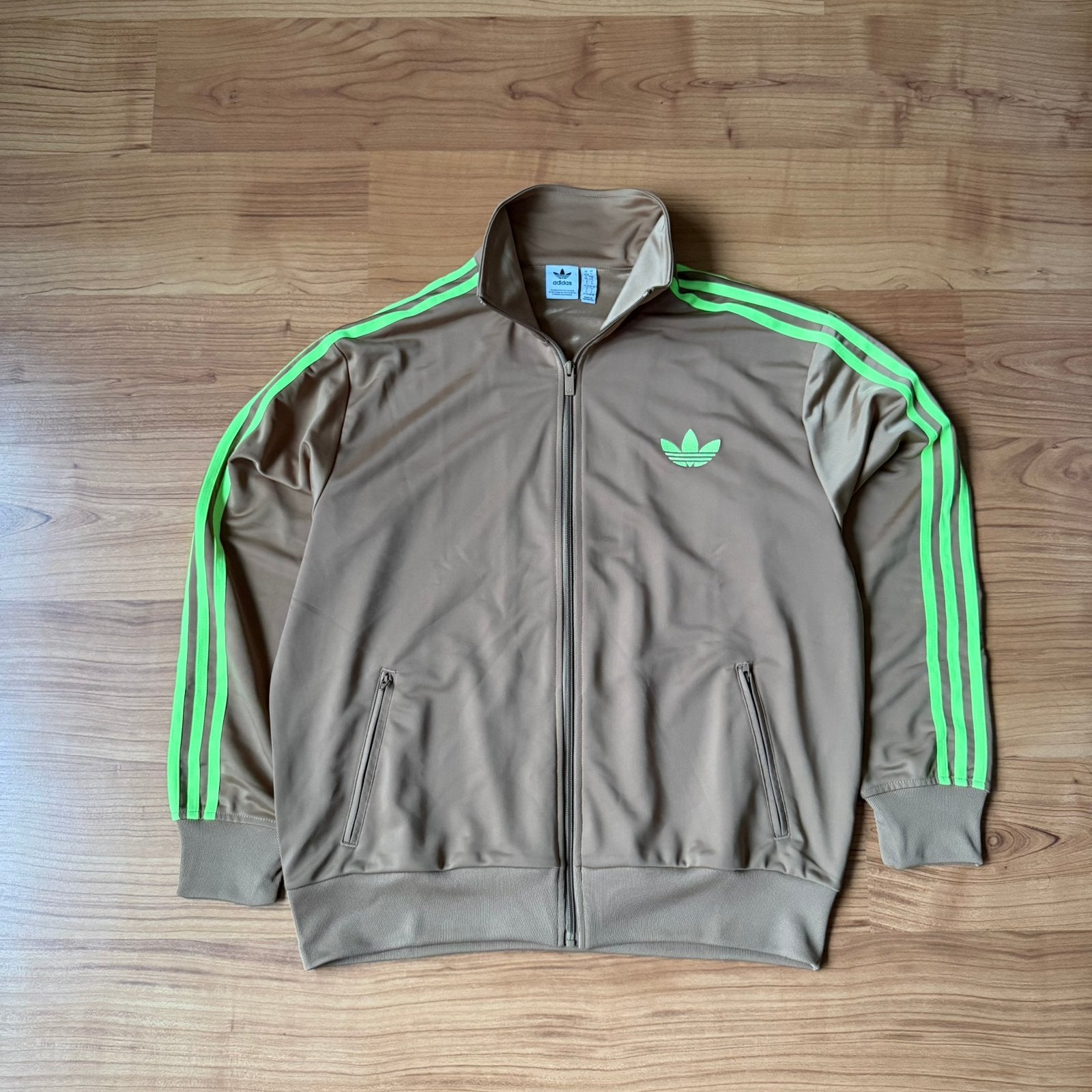 adidas Originals Firebird Trainingsjack Bruin/Groen - L, Bruin, Verzenden, Zo goed als nieuw, Maat 42/44 (L)