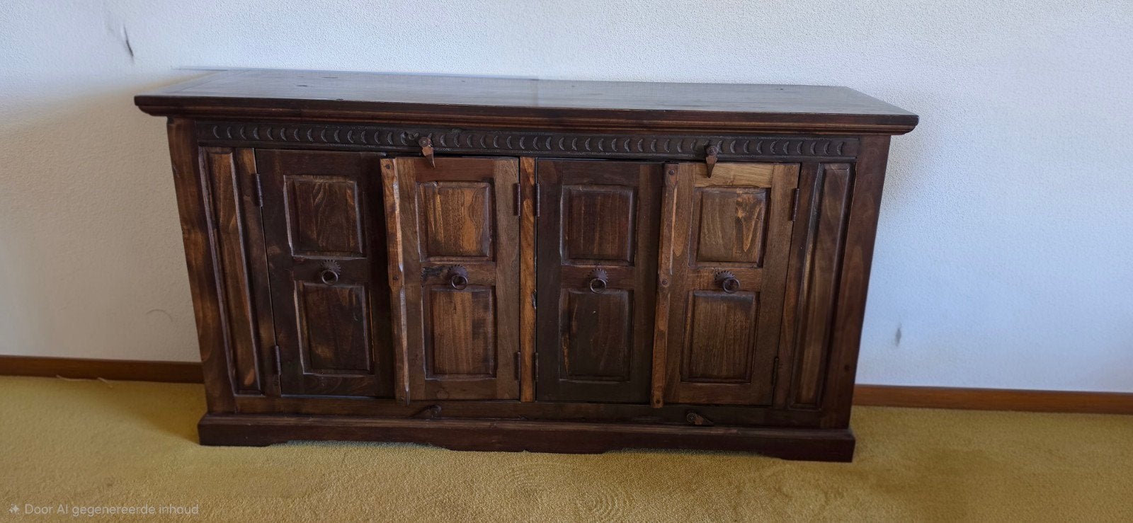 Massief houten dressoir met 4 deuren en 2 schappen, Ophalen