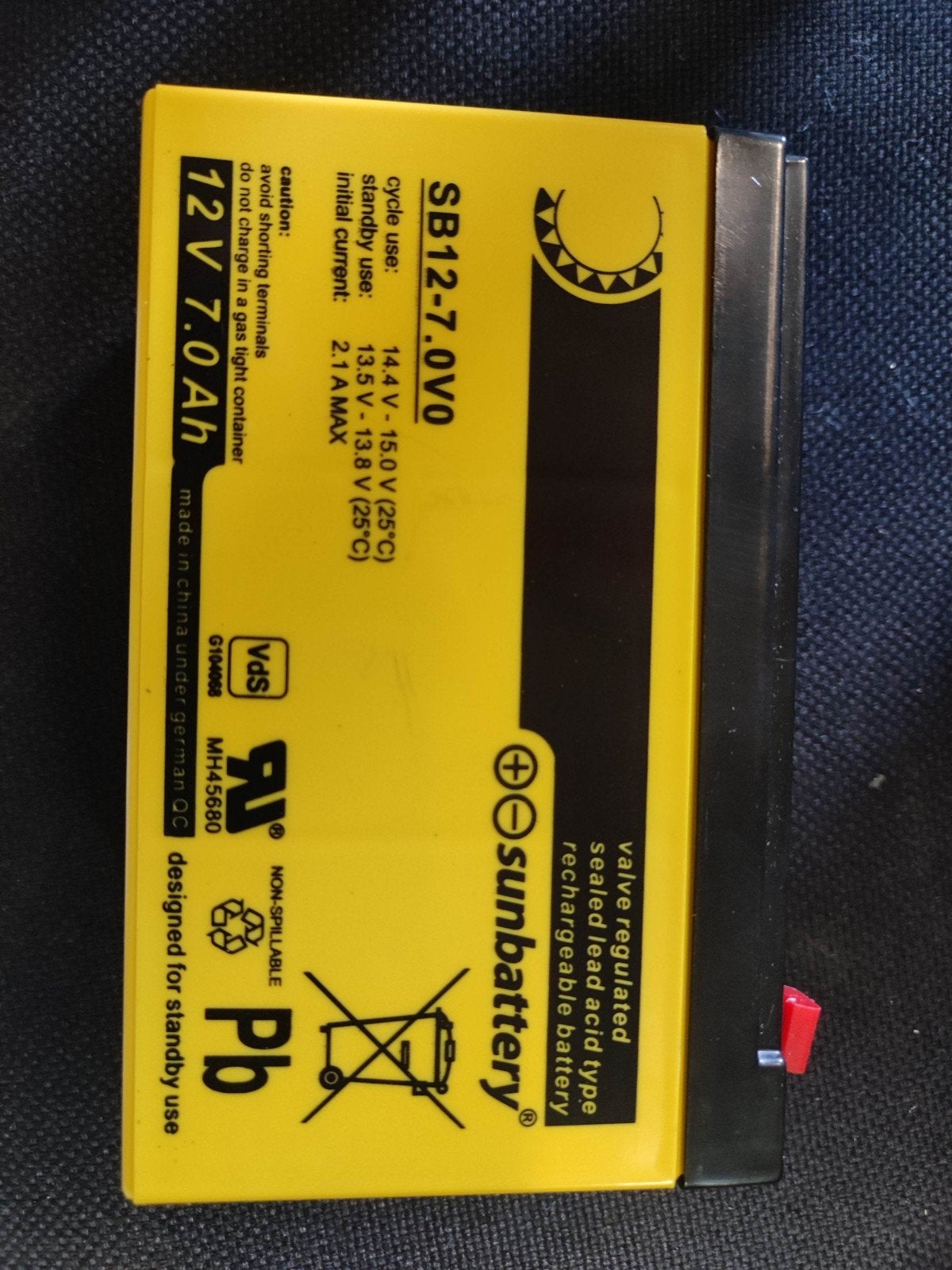 Sun Battery SB 12-7,2L V0 F2 12V 7,2Ah AGM Accu, Ophalen
