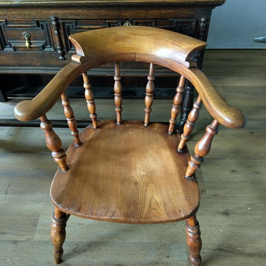 Antieke Lage Windsor Stoel - Houten Armstoel, Antiek en Kunst, Ophalen
