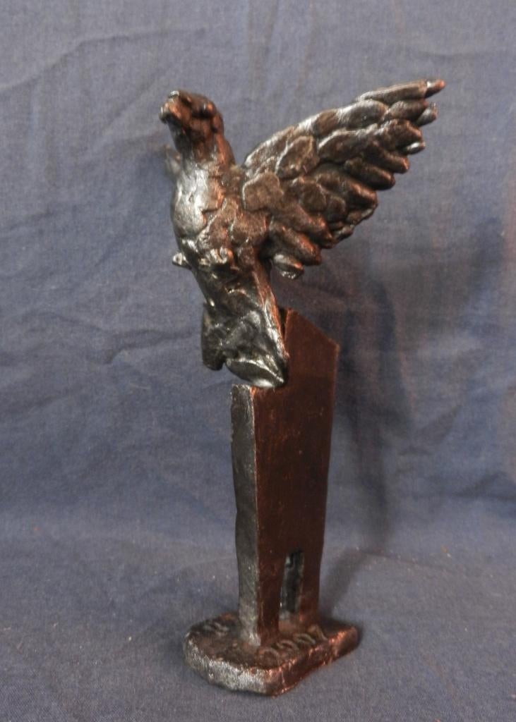 Bronzen sculptuur Duif WHZB door Jaap Hartman 2007 h. 16 cm, Minder dan 20 cm, Ophalen of Verzenden, Beeld, Vogel