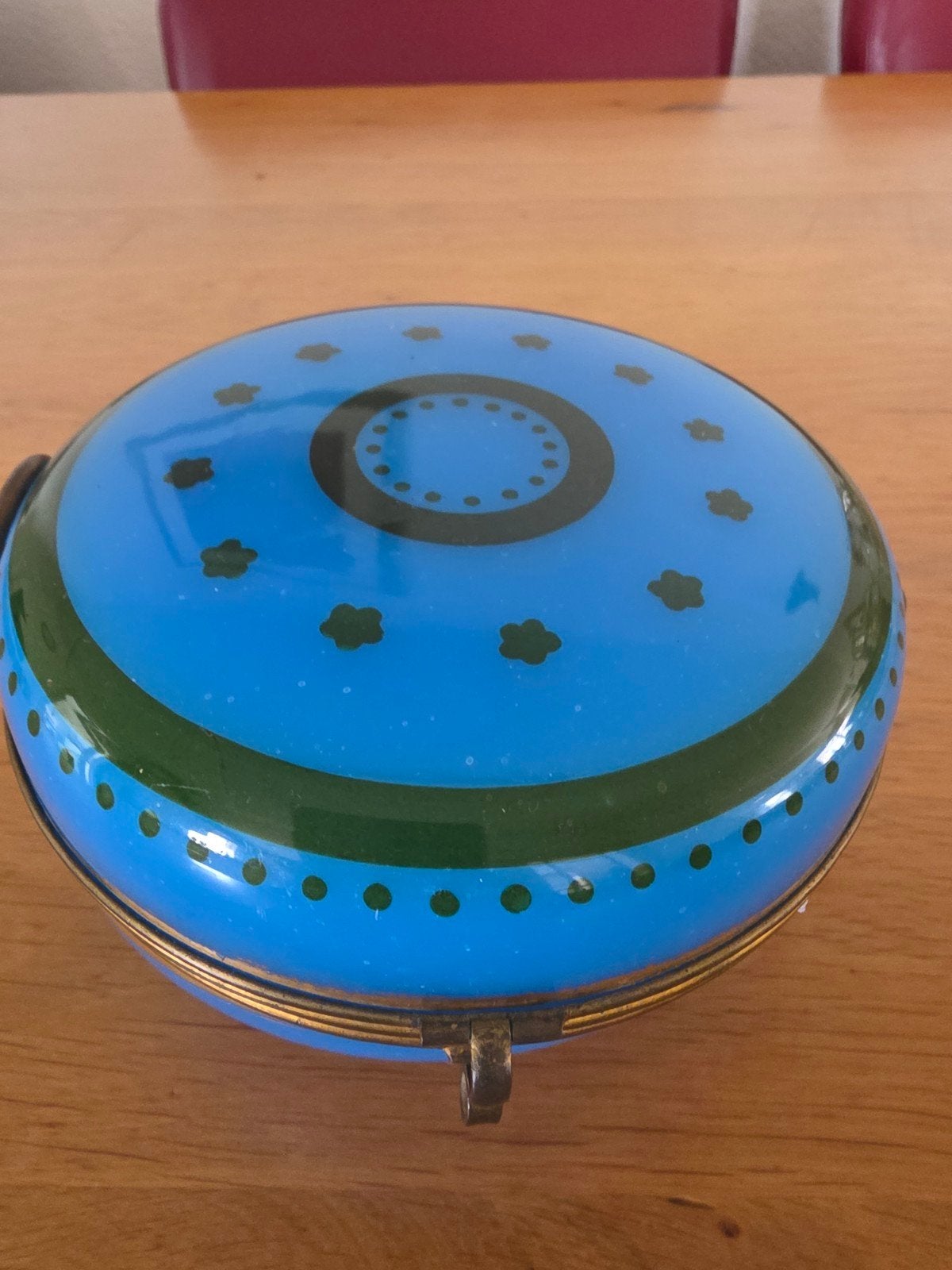 Grote Boheemse Glazen Trinket Box met Messing Decoraties, Antiek en Kunst, Ophalen of Verzenden