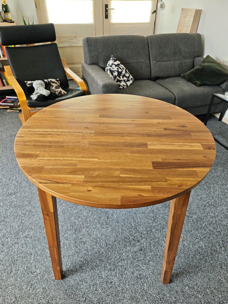 Ronde eettafel acaciahout Ikea (Nackanäs), Huis en Inrichting, Tafels | Eettafels, Ophalen, 50 tot 100 cm, Rond, 50 tot 100 cm