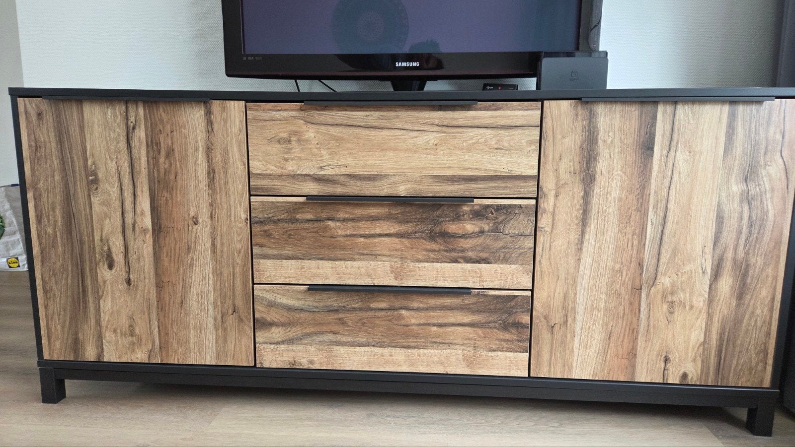 Dressoir Luc - Landelijk Stoer Antraciet/Eiken, Ophalen, 25 tot 50 cm