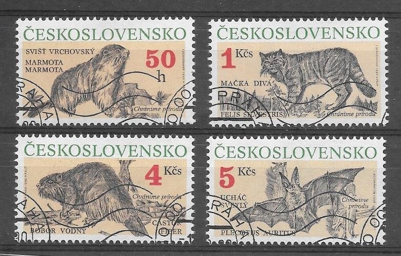 Tsjechoslowakije 1990  Dieren, Verzenden, Overige landen, Gestempeld
