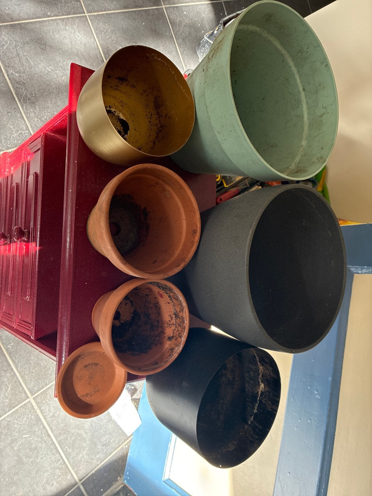 Diverse gebruikte bloempotten, Gebruikt, Rond, Binnen, Minder dan 40 cm