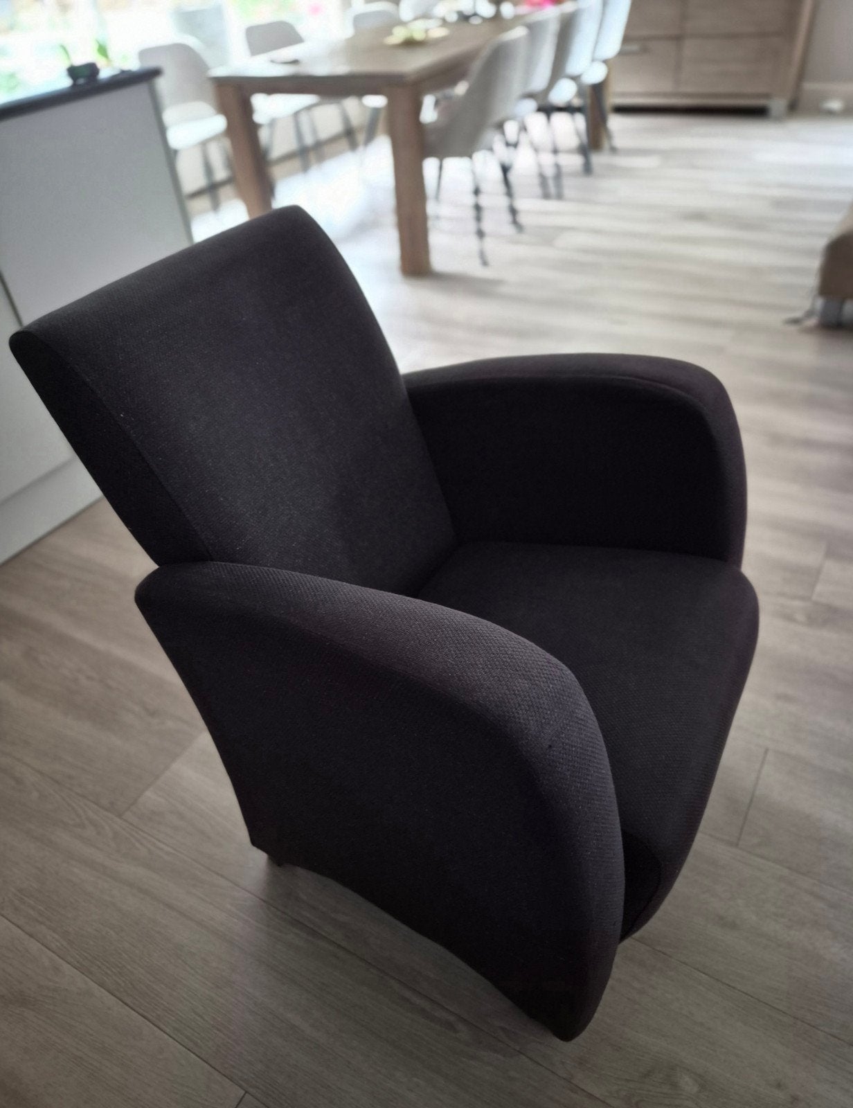 Comfortabele antraciet stoffen fauteuil, Ophalen, 75 tot 100 cm, 50 tot 75 cm