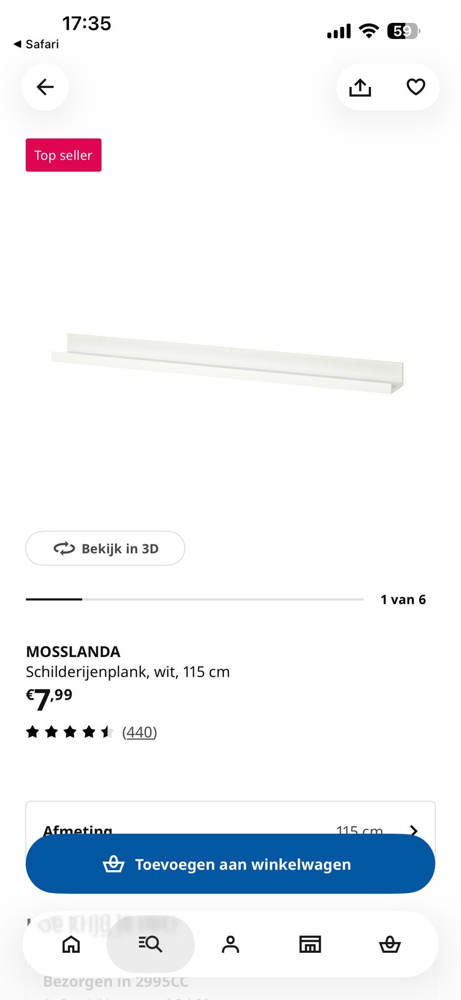 4x IKEA Mosslanda Schilderijenplank Wit 115cm Nieuw, Ophalen, Nieuw, Fotolijst, Wit