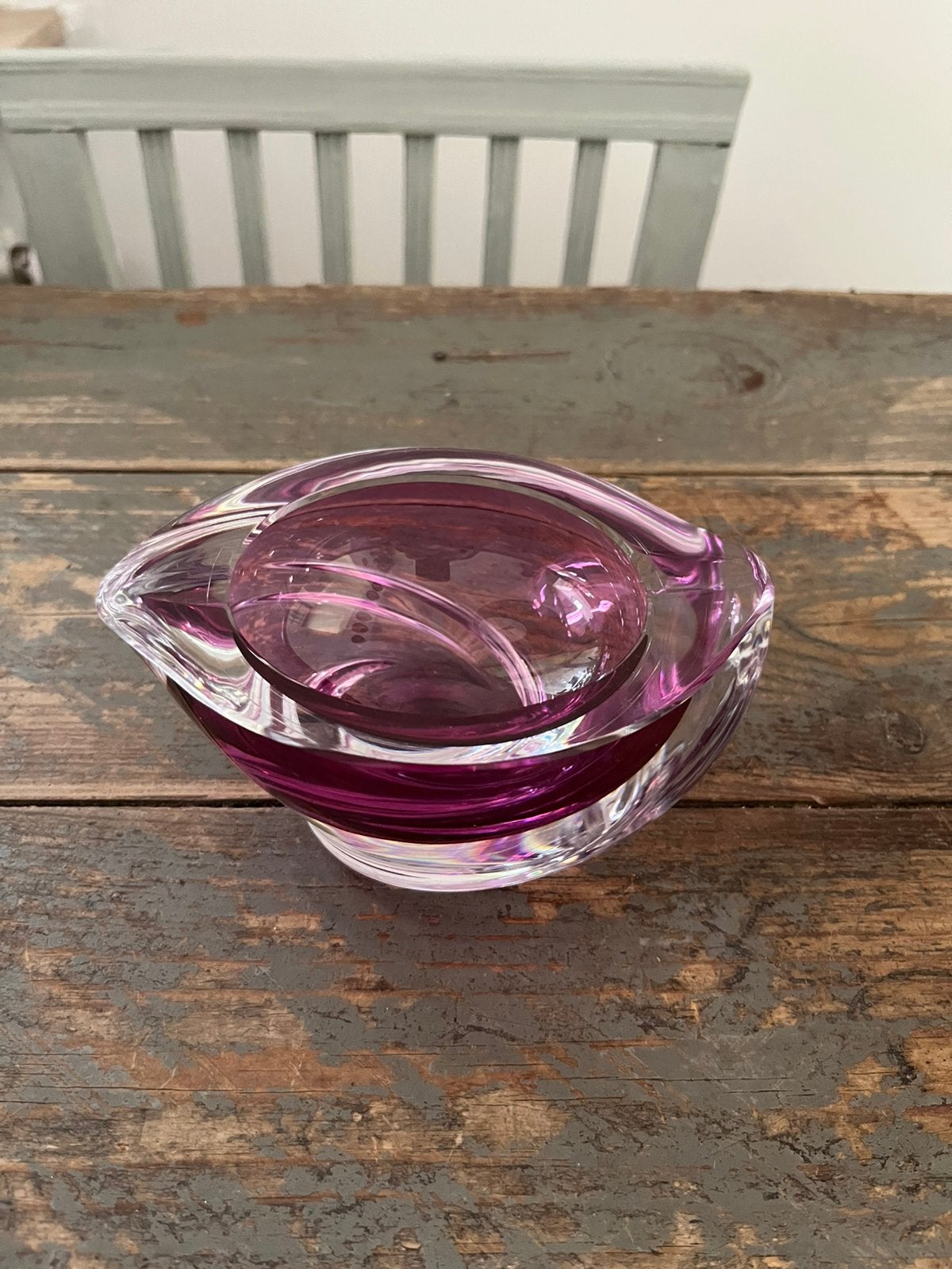 ANTIEK VINTAGE VAL ST LAMBERT ROZE KRISTAL KOM ASBAK, Antiek en Kunst, Antiek | Glas en Kristal, Ophalen of Verzenden