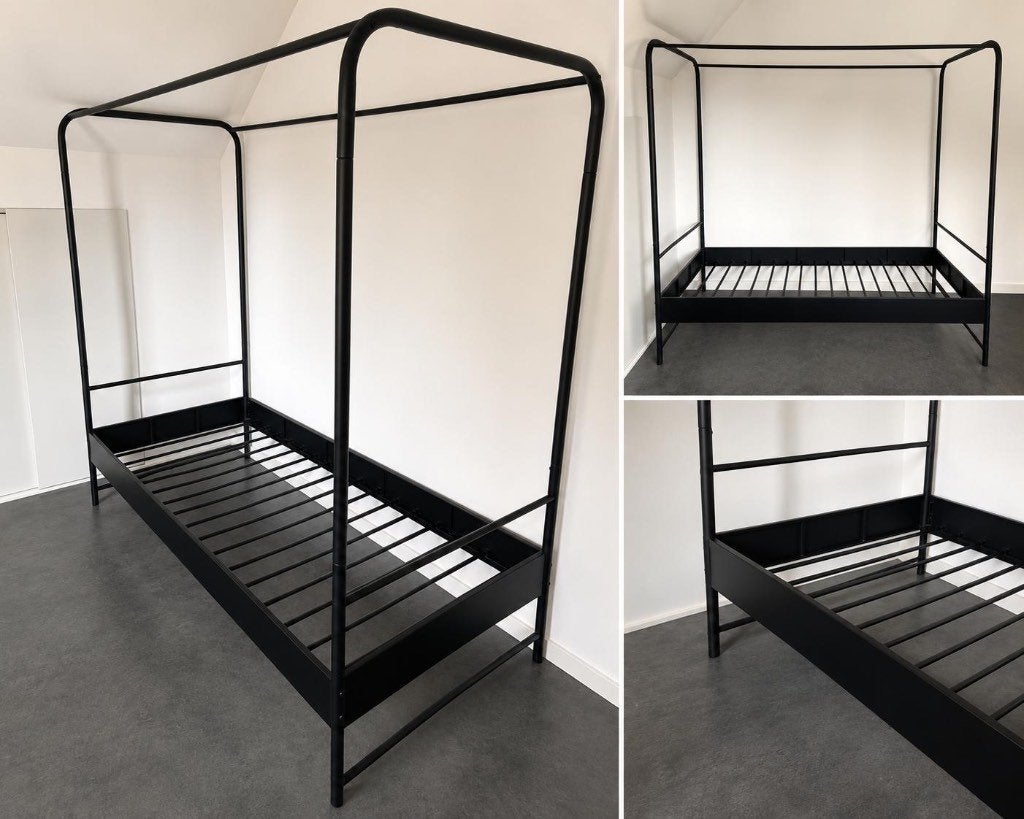 Zwart Hemelbed, Ophalen, Gebruikt, 90 cm, Eenpersoons