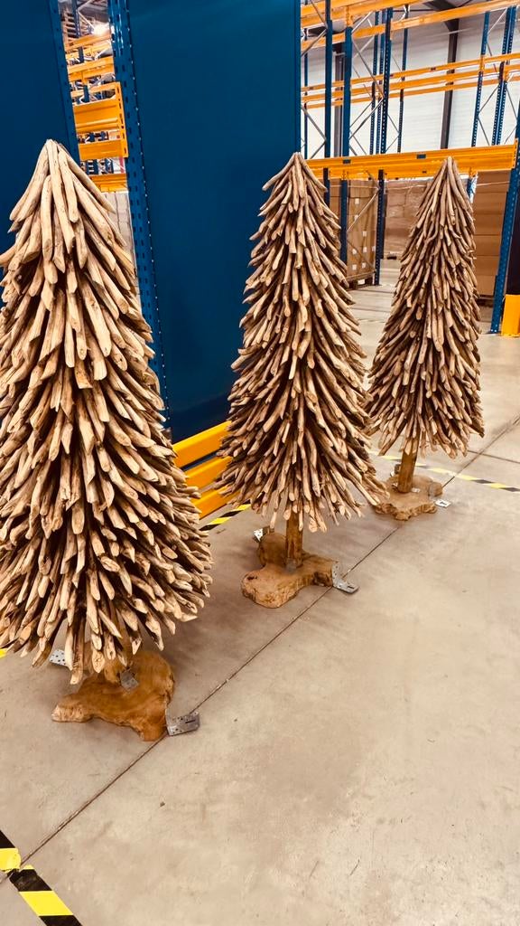 3 x houten kerstboom op voet | 1.50 meter hoog, Ophalen, Zo goed als nieuw