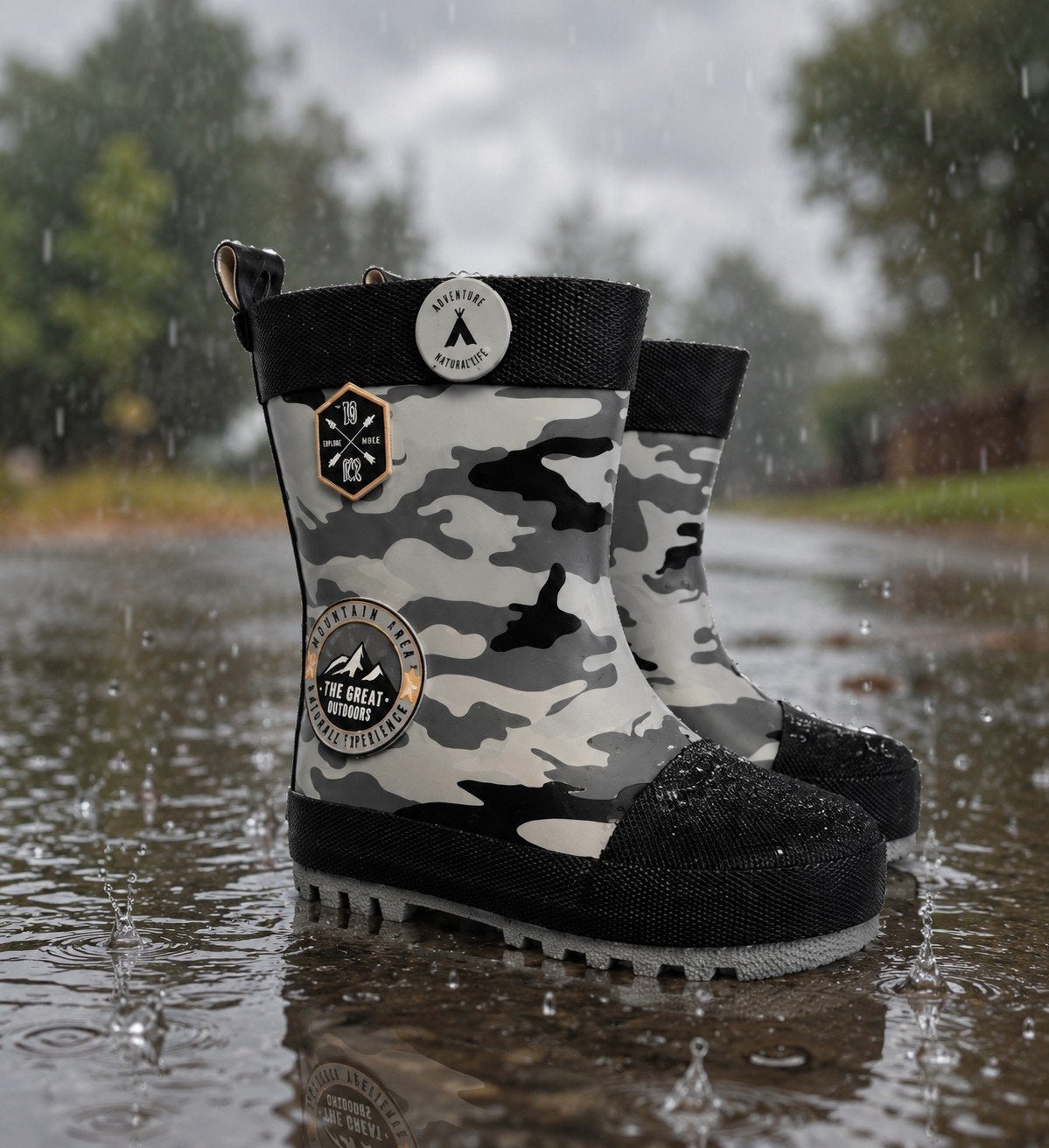 Stoere camouflage regenlaarzen voor jongens en meisjes, Ophalen of Verzenden, Nieuw, Onbekend, Jongen of Meisje