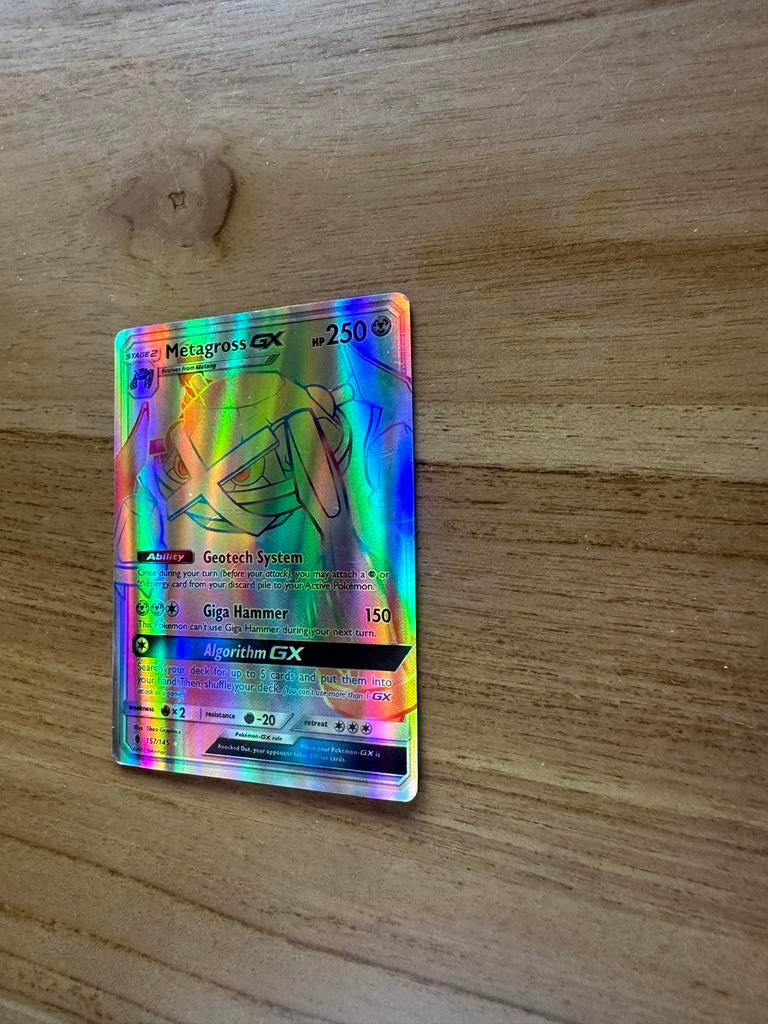 Metagross GX Full Art Pokémon Kaart (Foil), Ophalen of Verzenden, Zo goed als nieuw, Losse kaart, Foil