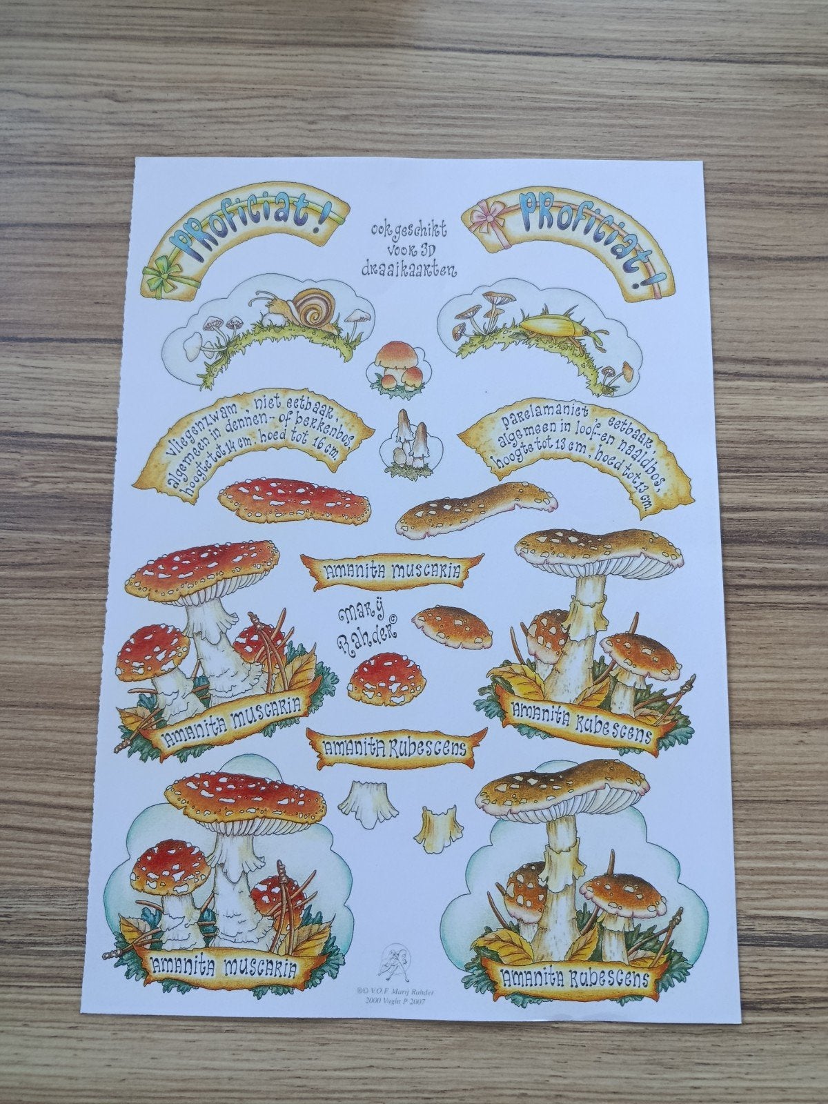 Paddestoelen met proficiat Knipvellen,, Ophalen of Verzenden, Nieuw, Natuur, Knipvel