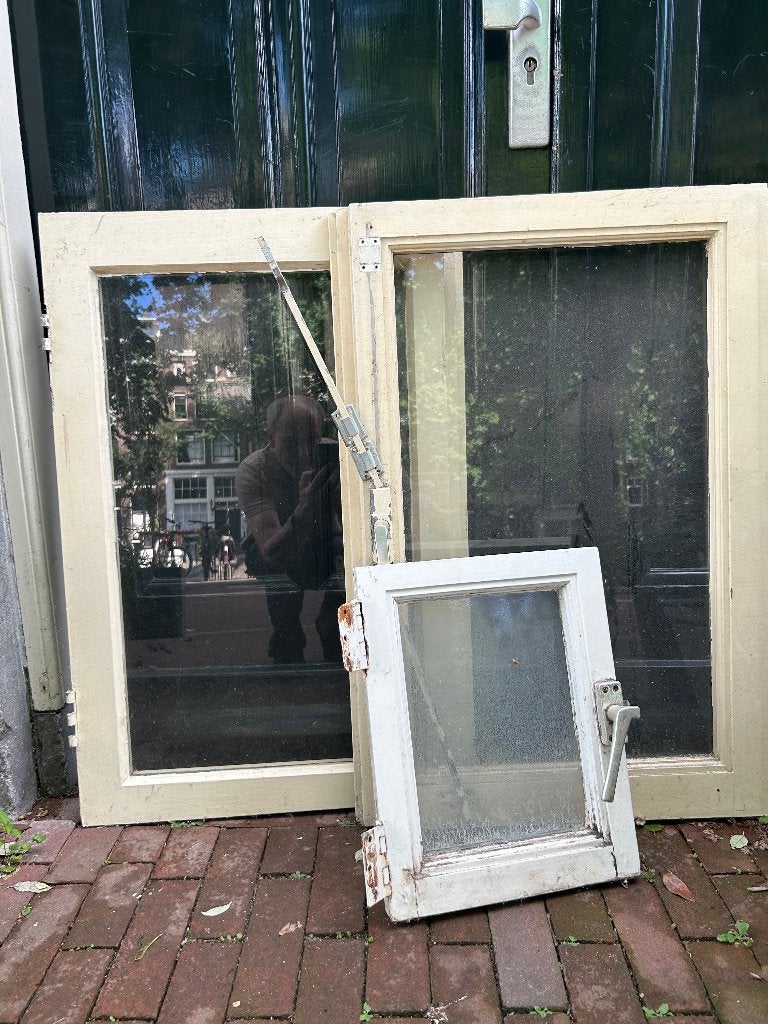 Antieke ramen, Doe-het-zelf en Verbouw, Glas en Ramen, Ophalen, Gevelraam of Ruit, Gebruikt, 80 tot 120 cm