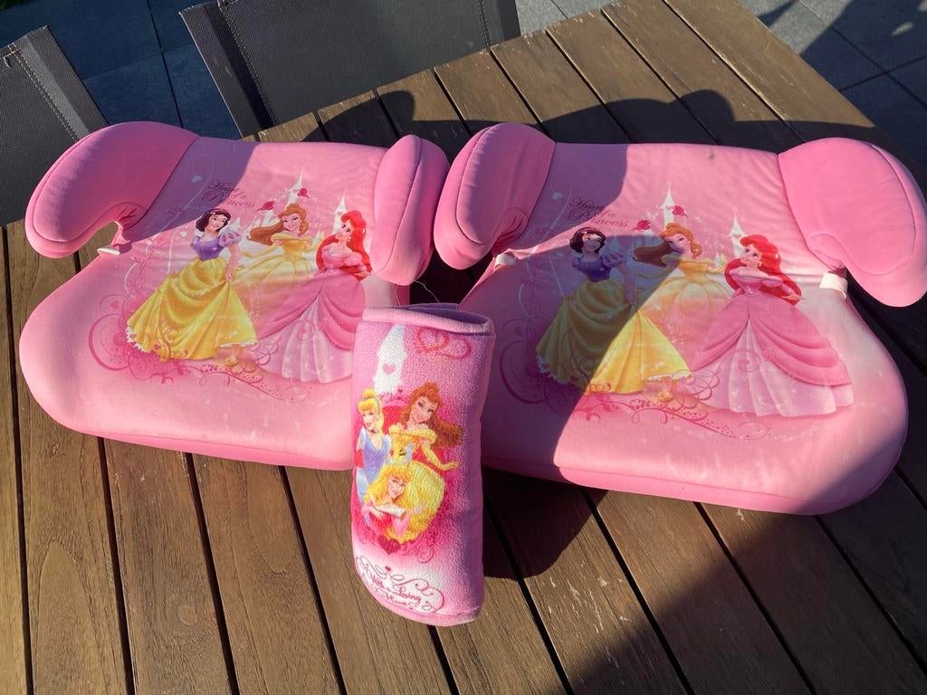 2 roze zitverhogers met gordelkussen - Disney Prinsessen, 15 t/m 36 kg, Ophalen, Overige merken, Gebruikt