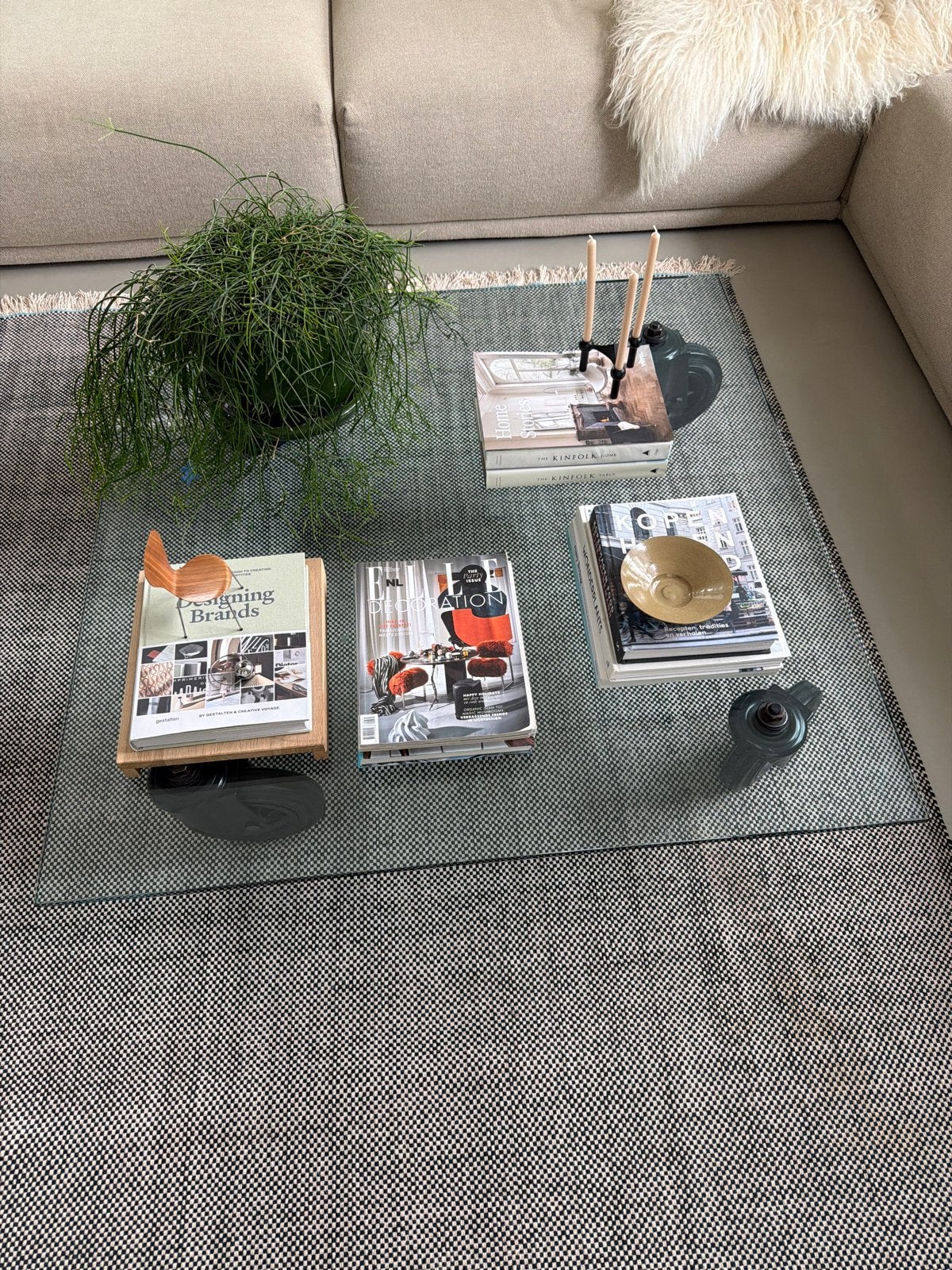Fontana Arte salontafel glas met wielen, Huis en Inrichting, Tafels | Salontafels, Gebruikt, 5 – 50, 50 tot 100 cm, 100 tot 150 cm