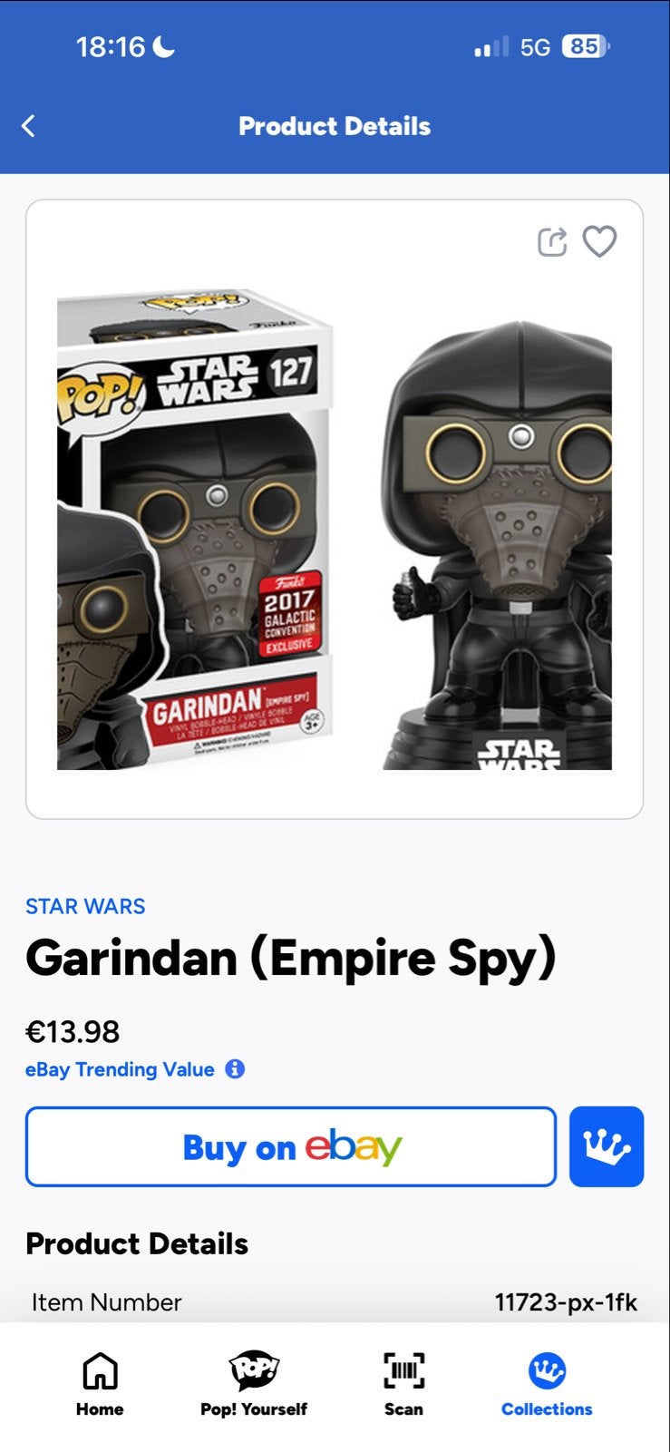 Funko Pop! Star Wars Garindan (Empire Spy) #127, Ophalen of Verzenden, Zo goed als nieuw, Actiefiguurtje