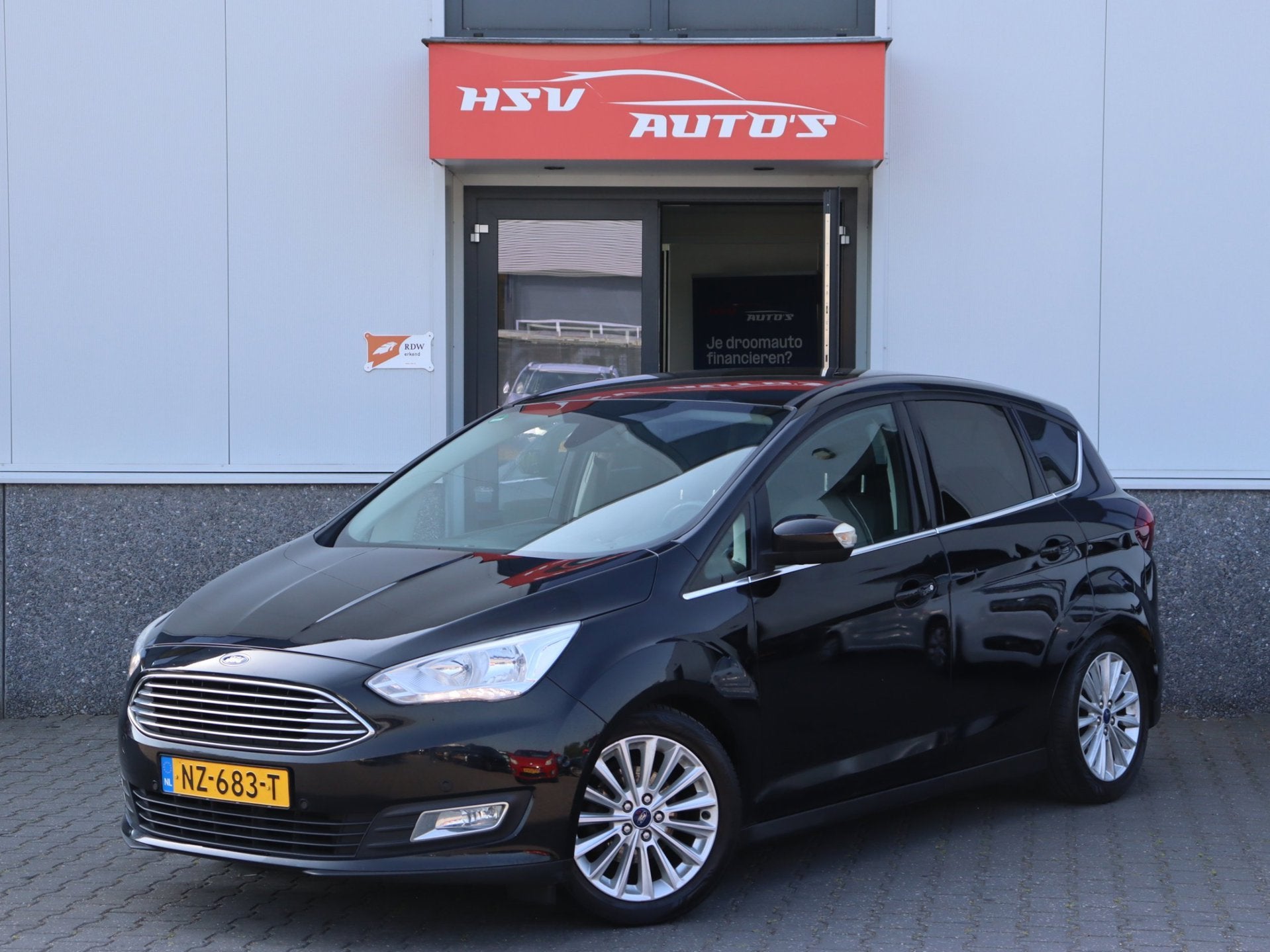 Ford C-Max 1.0 Titanium navi LM airco org NL, Auto's, Voorwielaandrijving, Gebruikt, Euro 6, Zwart