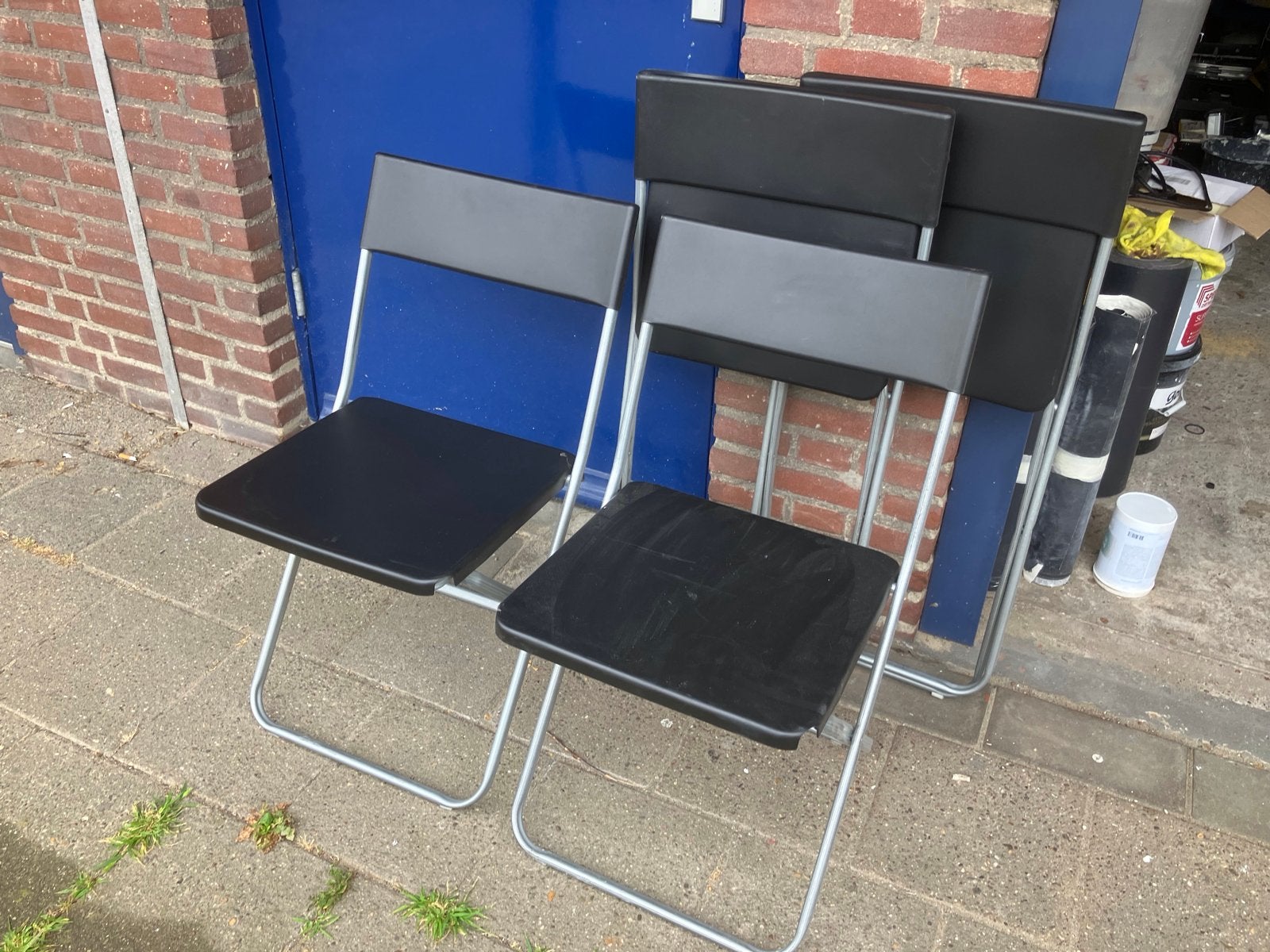 IKEA Jeff klapstoelen - Zwart (4 stuks), Kunststof, Gebruikt, Twee, Zwart
