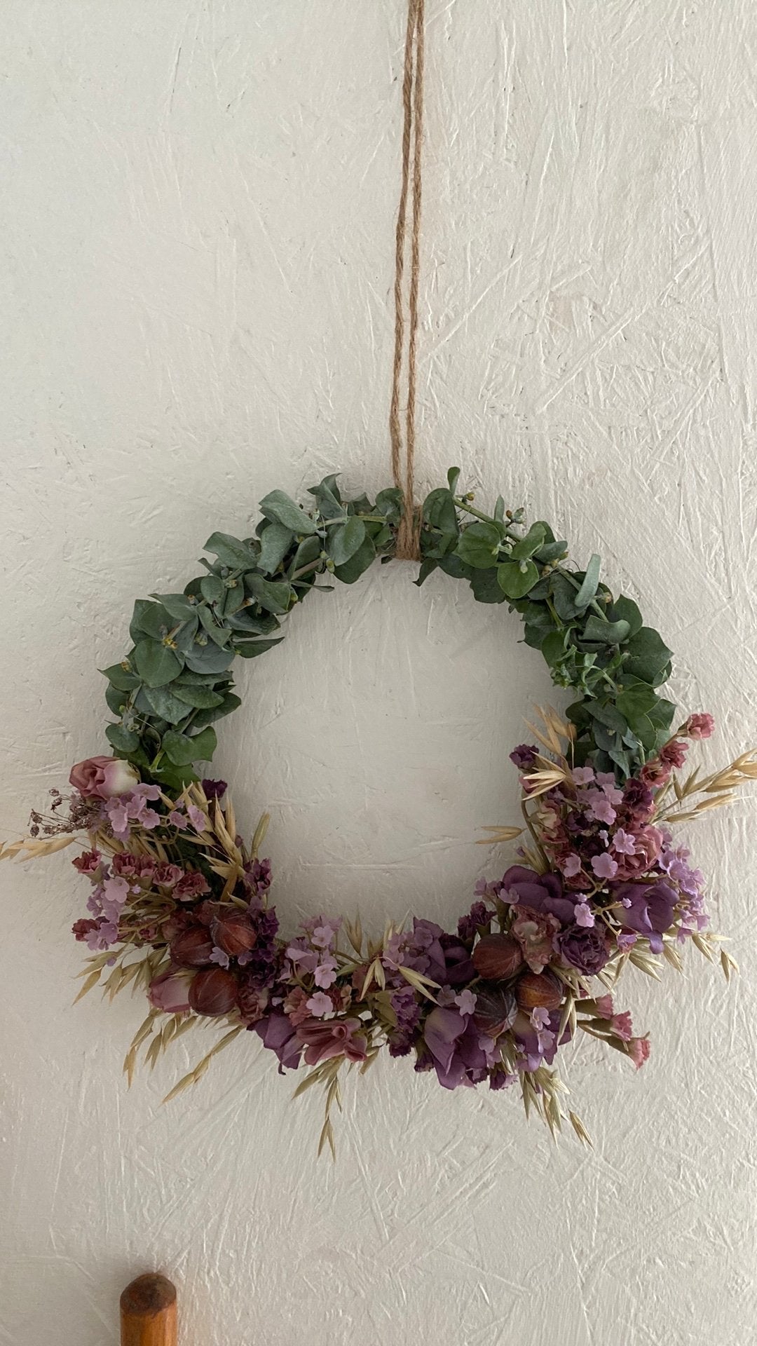 Decoratieve Krans met Eucalyptus en kunstbloemen, Ophalen, Nieuw, Krans, Natuurlijk materiaal