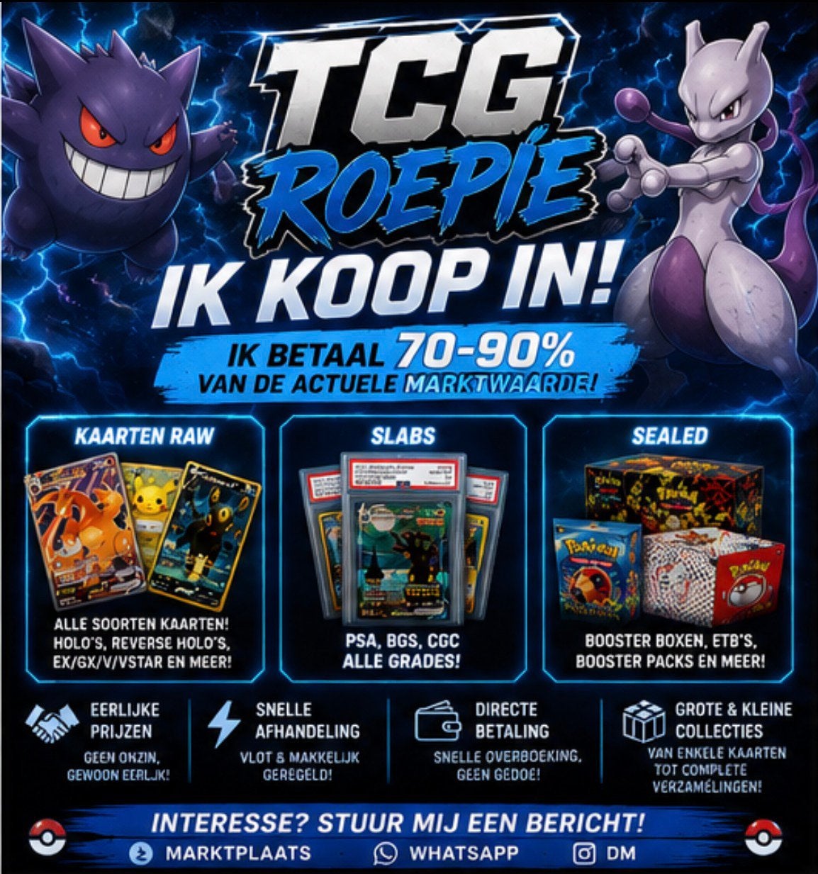 TCG ROEPIE KOOPT RAW • SLABS • SEALED • COLLECTIE, Ophalen, Nieuw