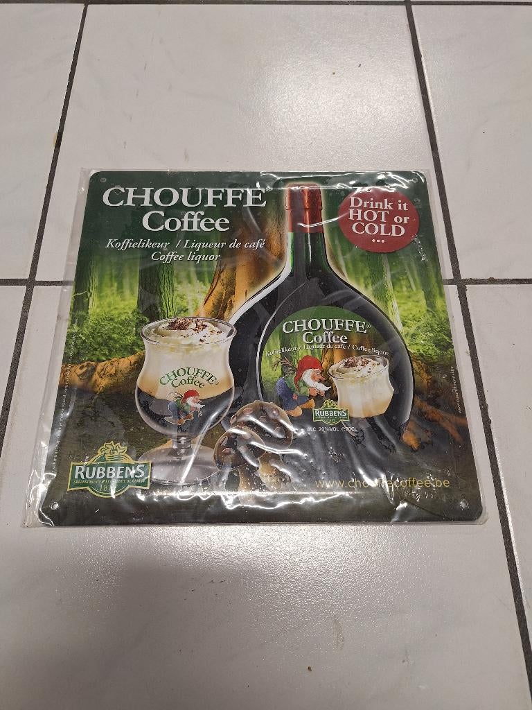 Origineel metalen reclamebord La Chouffe Koffie likeur nieuw, Ophalen of Verzenden, Nieuw, Reclamebord, Plaat of Schild, Overige merken