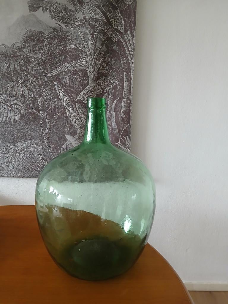 Groene Viresa gistfles 45cm hoog, Huis en Inrichting, Woonaccessoires | Vazen, Ophalen, Overige kleuren, Glas, Minder dan 50 cm