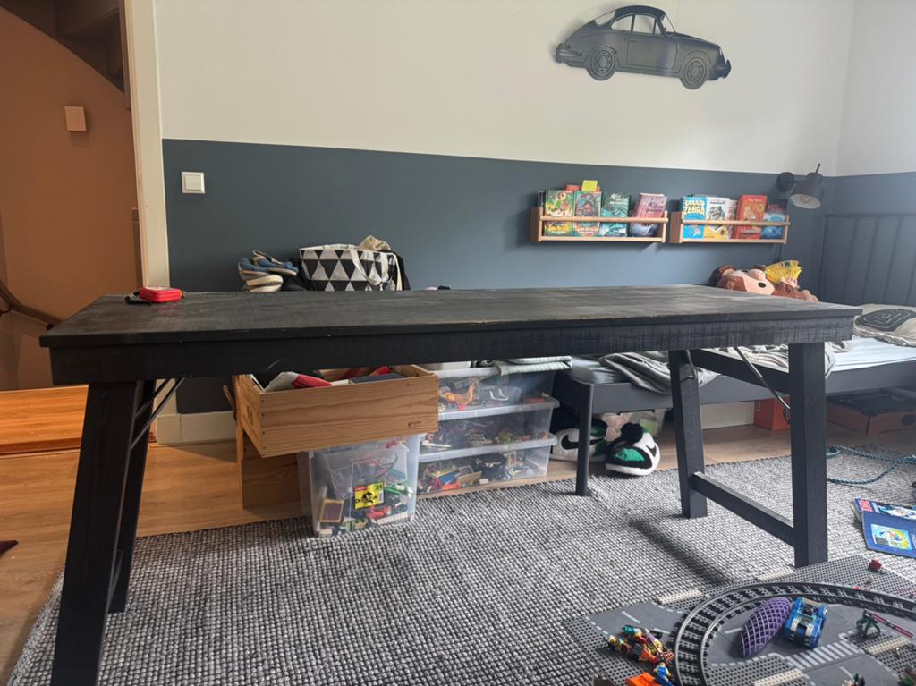 Zwarte houten tafel met inklapbare tafelpoten, 50 tot 100 cm, 150 tot 200 cm, Houten tafel, Ophalen of Verzenden