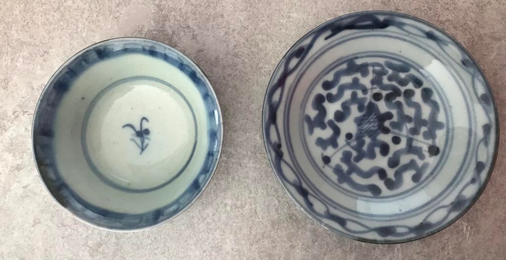 Chinees porseleinen bordje en kom antiek, Ophalen of Verzenden