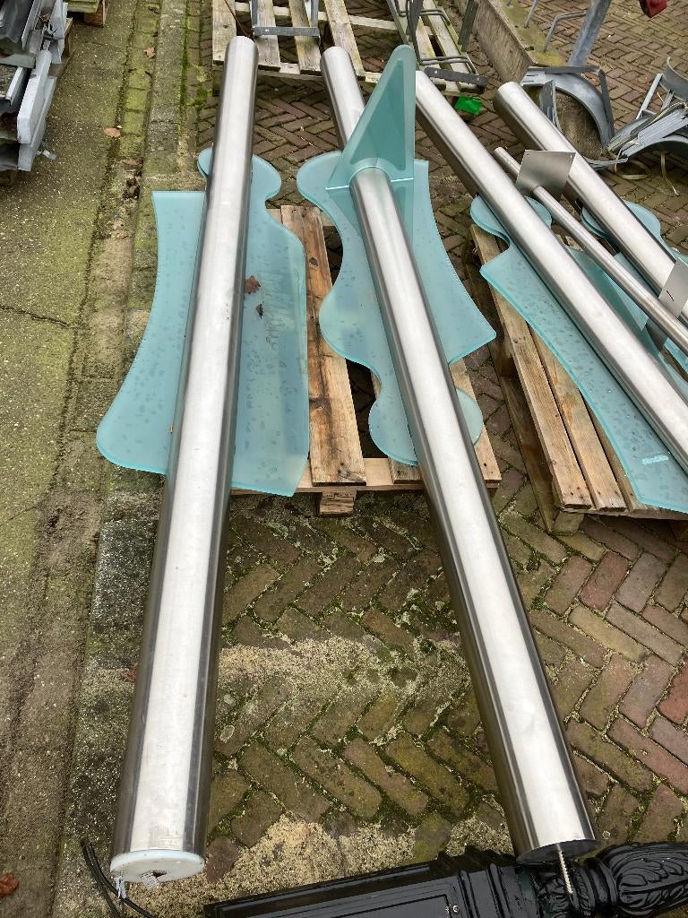 Zuil rvs staander schaamschot afscheiding glas ( 344 ), Ophalen, Zo goed als nieuw, Nb, Nb