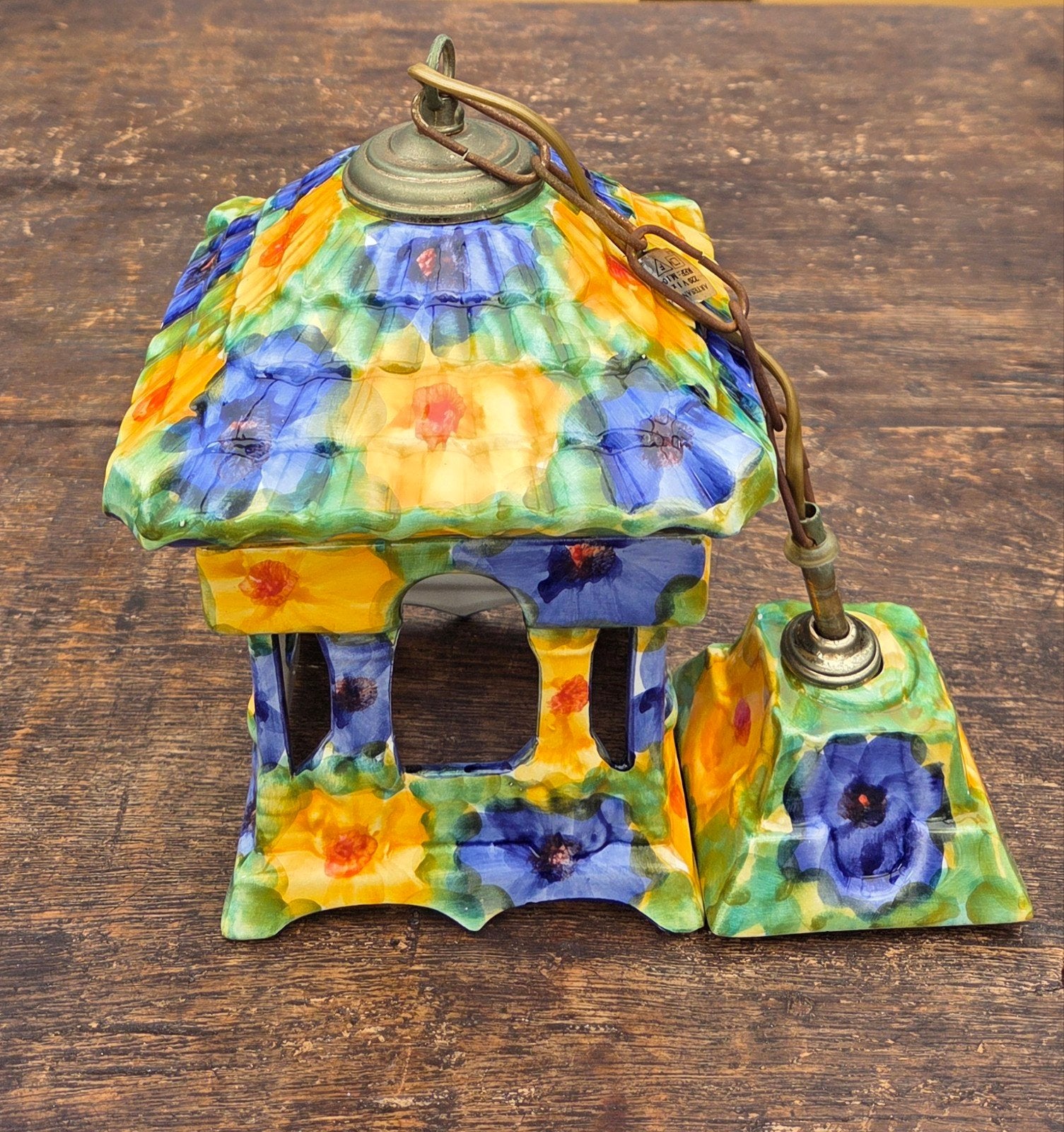 Vintage Spaanse Keramieken Hanglamp / Lantaarn – Jaren '90, Antiek en Kunst, Ophalen of Verzenden