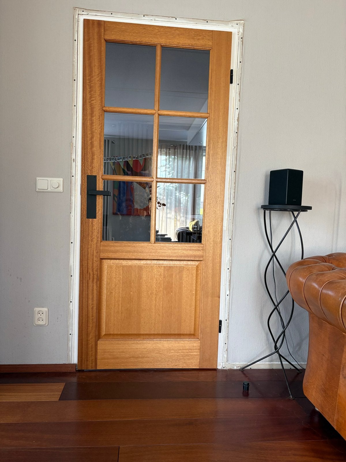 2 Houten binnendeuren met glas, Doe-het-zelf en Verbouw, Ophalen, 80 tot 100 cm, Binnendeur, Zo goed als nieuw