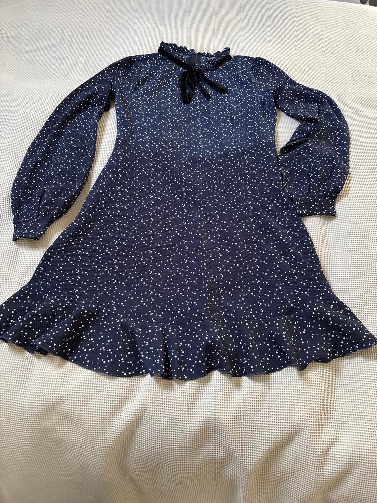 Jurk met stippen maat S, Maat 38/40 (M), Blauw, Ophalen of Verzenden, Knielengte