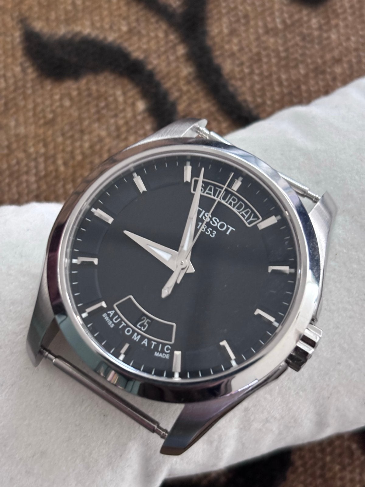 Tissot couturier day-date horloge, Overige merken, Leer, Staal, Polshorloge