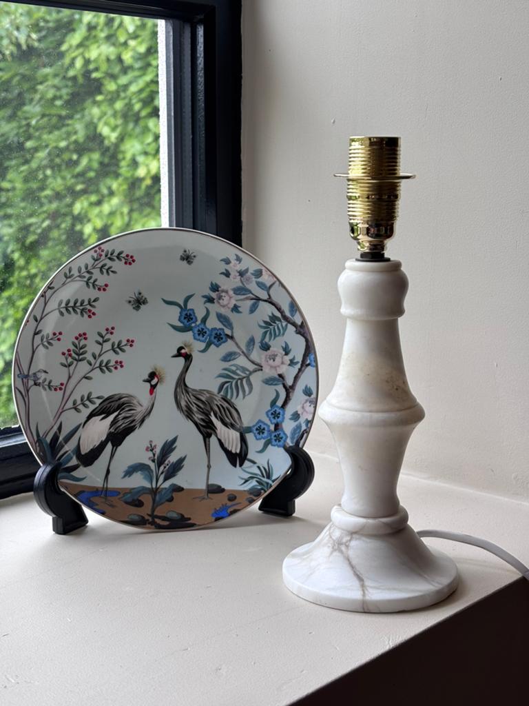 Vintage marmeren lamp tafellamp marmer matuursteen voet lamp, Ophalen of Verzenden