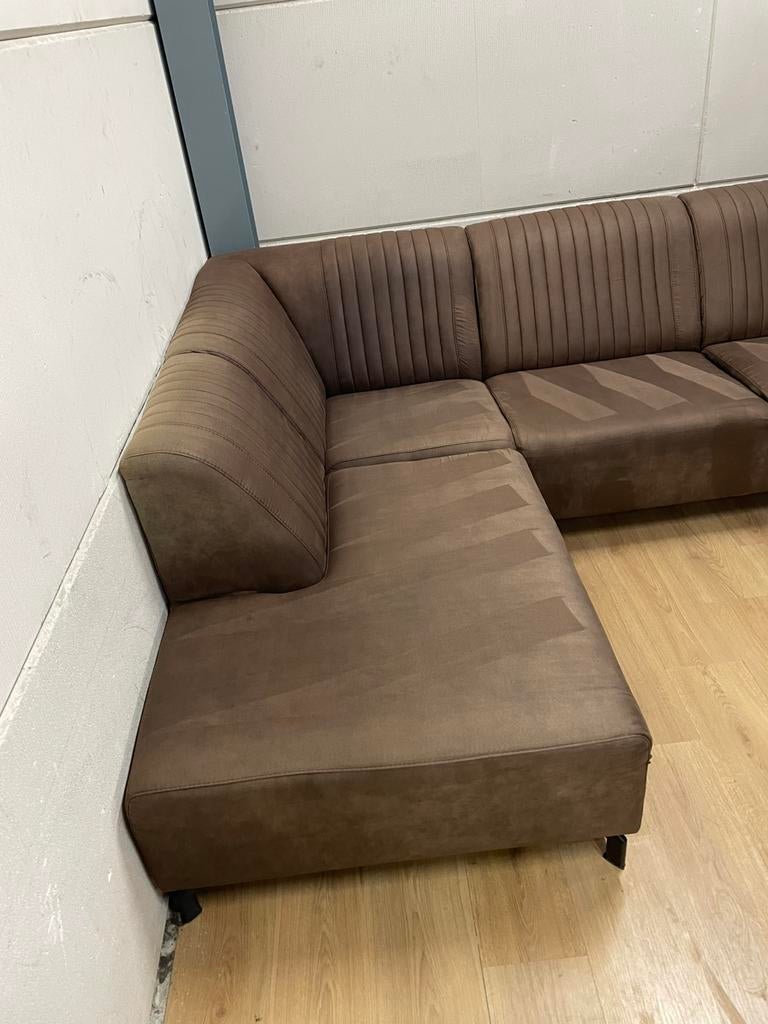 Mooie luxe bruine suede hoekbank - GEREINIGD!!!, Huis en Inrichting, Ophalen, 250 tot 300 cm, Luxe, Hoekbank