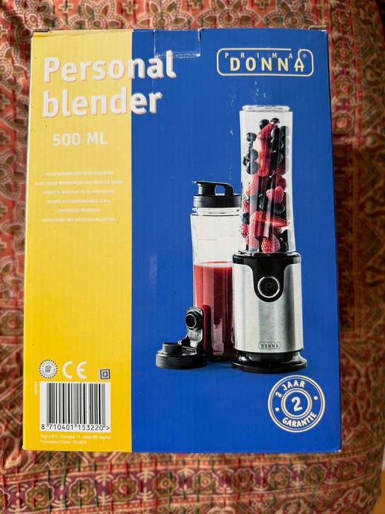 Prima Donna Personal Blender 500ml - Nieuw in doos, Witgoed en Apparatuur, Minder dan 1 liter, Ophalen, Nieuw, 1 snelheid