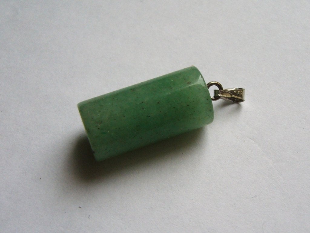 aventurijn cilinder pendel Groen hanger mineraal edelsteen, Ophalen of Verzenden, Zo goed als nieuw, Steen of Mineraal, Met edelsteen