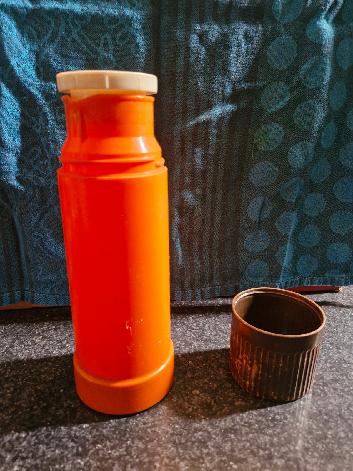 vintage retro thermosfles oranje zonder binnenwerk, Caravans en Kamperen, Ophalen of Verzenden