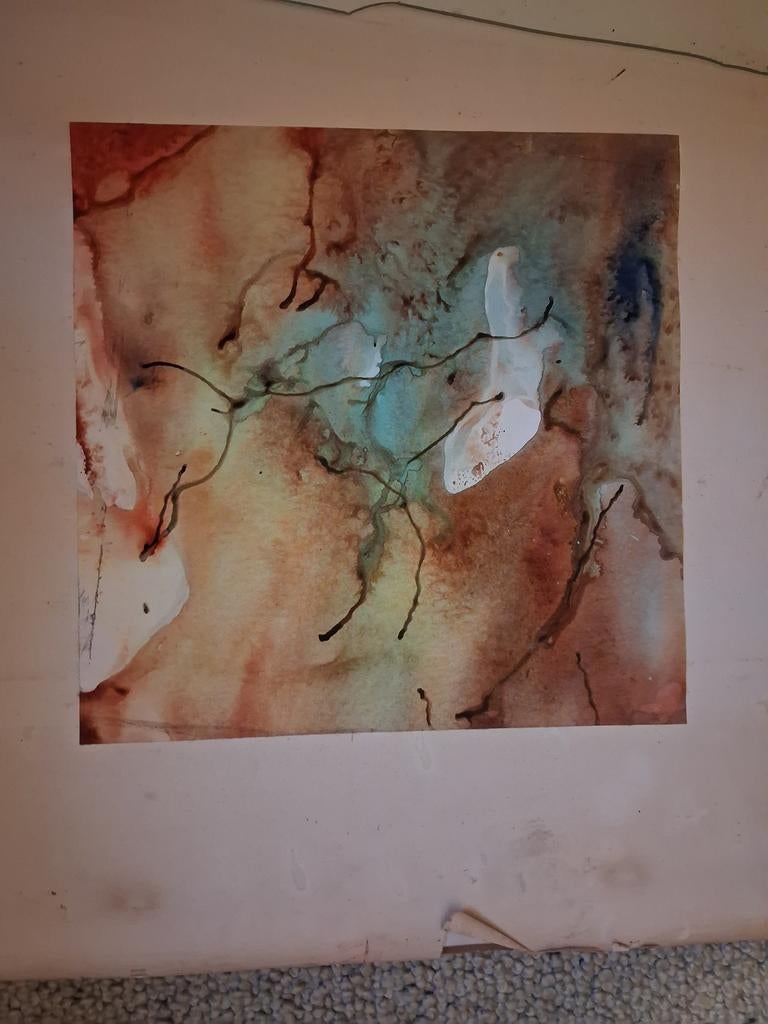 Abstracte aquarel in aardetinten, Ophalen of Verzenden
