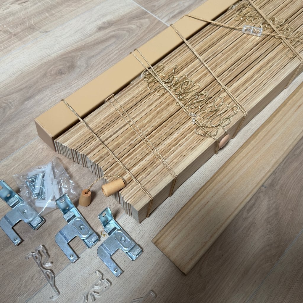 Radeco Houten Jaloezie - 50 mm 90x240 cm, Ophalen, Nieuw, Bruin