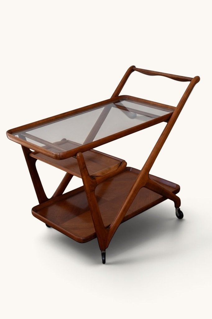 Houten bar cart van Cesare Lacca voor Cassina (jaren '50), 50 – 75, Minder dan 50 cm, Gebruikt, 50 tot 100 cm