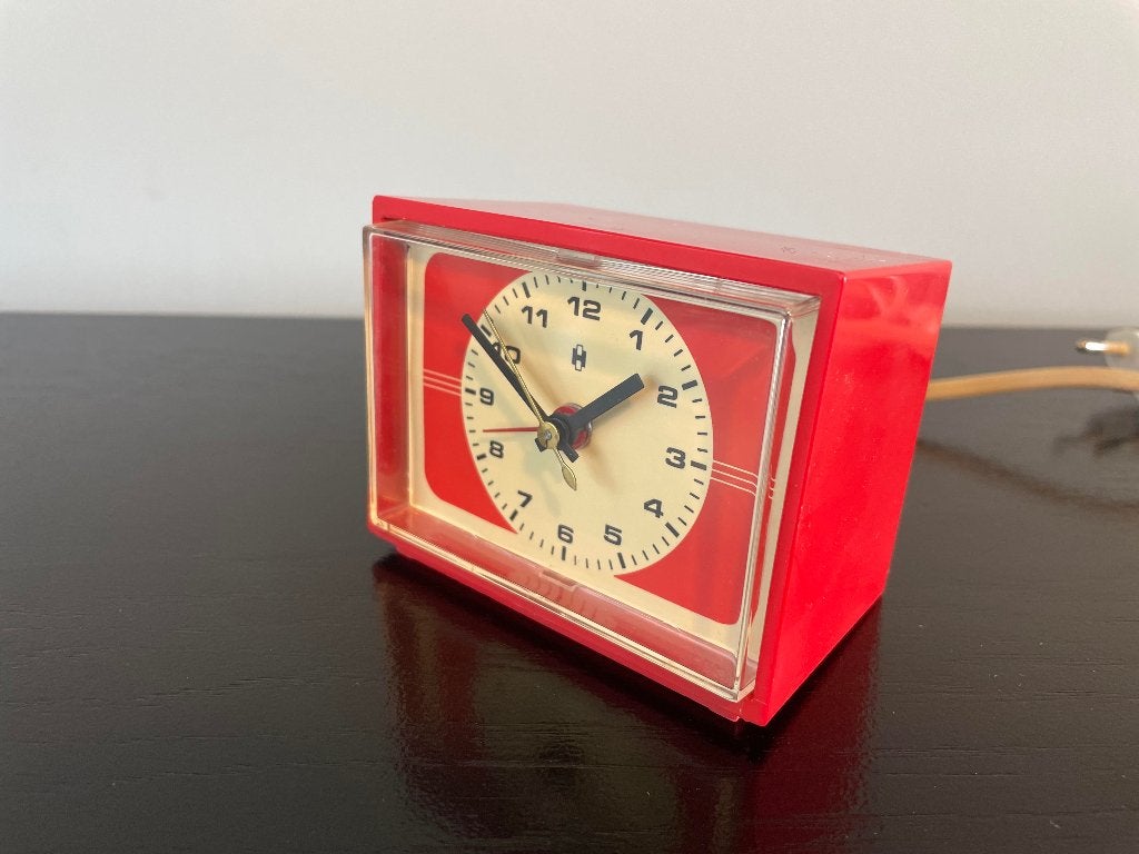 Vintage Hema wekker jaren 60, oranje, Ophalen of Verzenden