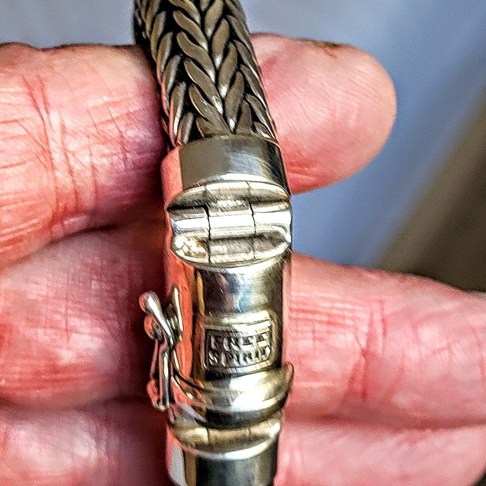 Free spirit zilveren armband met gevlochten leer., Ophalen of Verzenden, Zilver, Leer